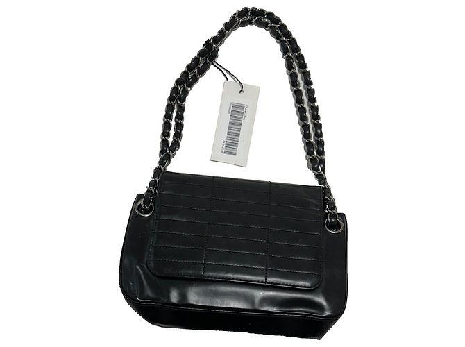 Chanel Borsa a tracolla in pelle nera e catena argento Nero Silver hardware - vista 7