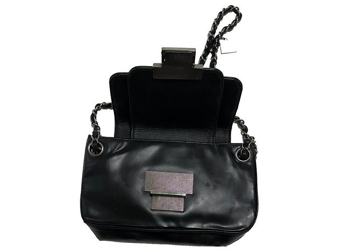 Chanel Borsa a tracolla in pelle nera e catena argento Nero Silver hardware - vista 9