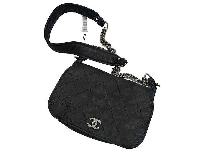 Borsa Messenger Chanel in pelle nubuck nera Nero - vista 18