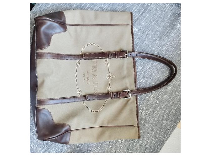 Tote Borsone da viaggio in tela Prada Beige - vista 12