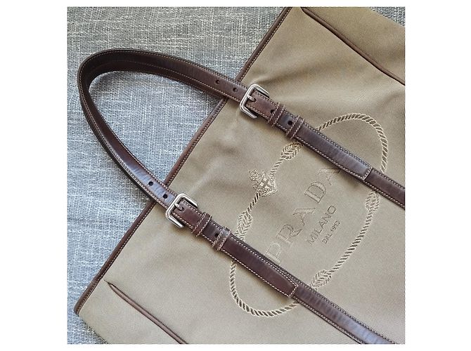 Tote Borsone da viaggio in tela Prada Beige - vista 13