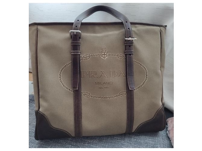Tote Borsone da viaggio in tela Prada Beige - vista 2