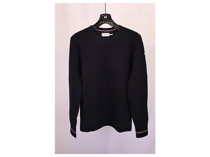 Waffelstrickpullover von Moncler aus marineblauer Baumwolle - Ansicht 5