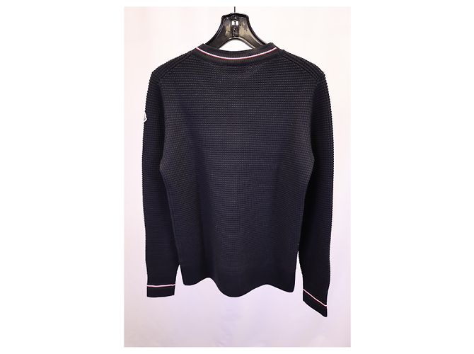 Waffelstrickpullover von Moncler aus marineblauer Baumwolle - Ansicht 8