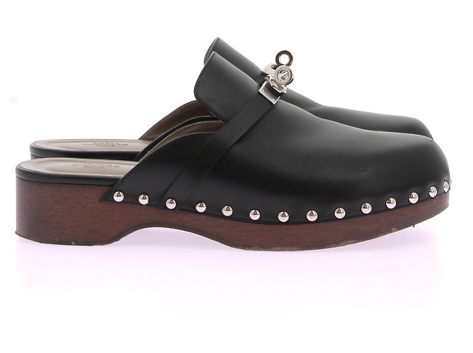 Kelly Hermès HERMES  Mules & clogs T.eu 39 leather Black - view 5