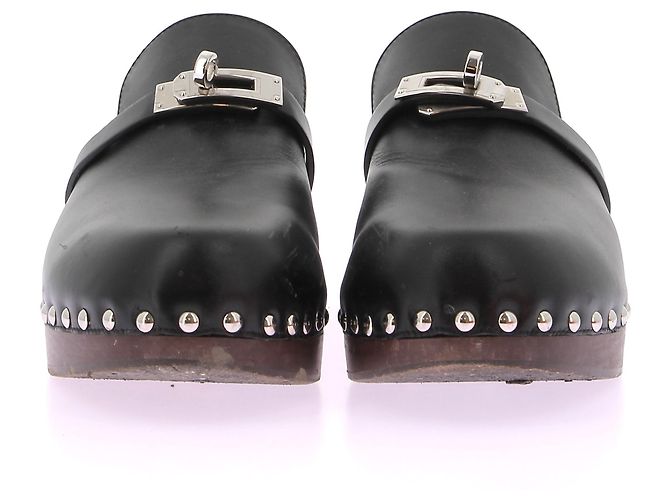 Kelly Hermès HERMES  Mules & clogs T.eu 39 leather Black - view 8
