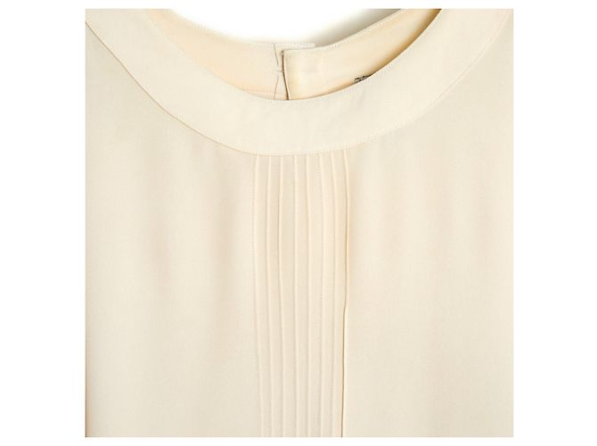 Chanel AH2007 Top FR42 Ecru Seidenkreppbluse US12 Roh - Ansicht 2