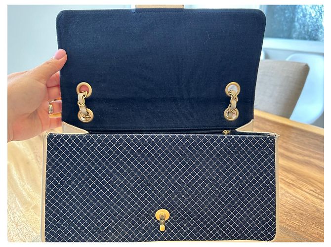 Timeless Borsa Chanel Flap Blu Tweed - vista 10
