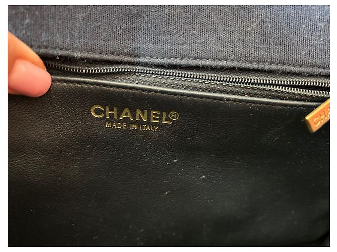 Timeless Borsa Chanel Flap Blu Tweed - vista 9