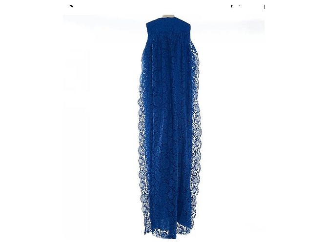 Carolina Herrera Maxikleid aus blauer Spitze - Ansicht 3