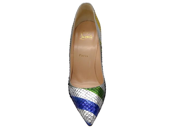Christian Louboutin Silver Multicolor Metallic Striped So Kate 120mm Python Raye Laminato Pumps - view 4