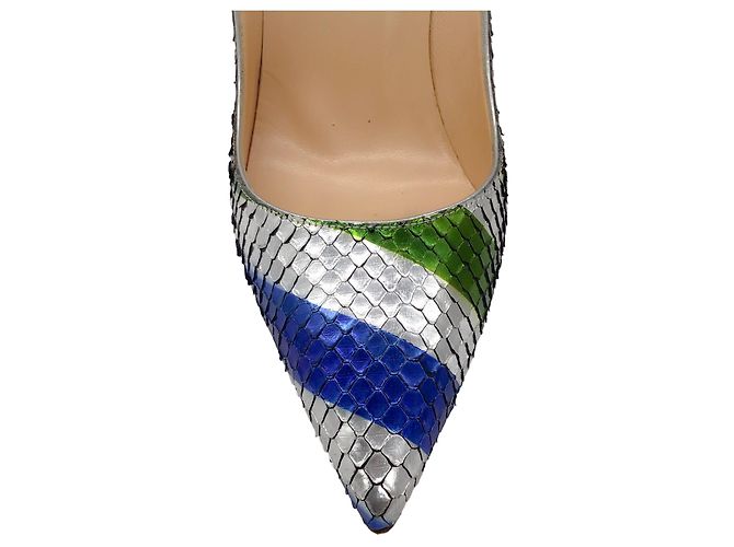 Christian Louboutin Silver Multicolor Metallic Striped So Kate 120mm Python Raye Laminato Pumps - view 5