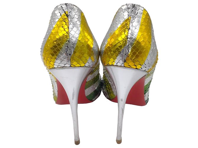 Christian Louboutin Silver Multicolor Metallic Striped So Kate 120mm Python Raye Laminato Pumps - view 6