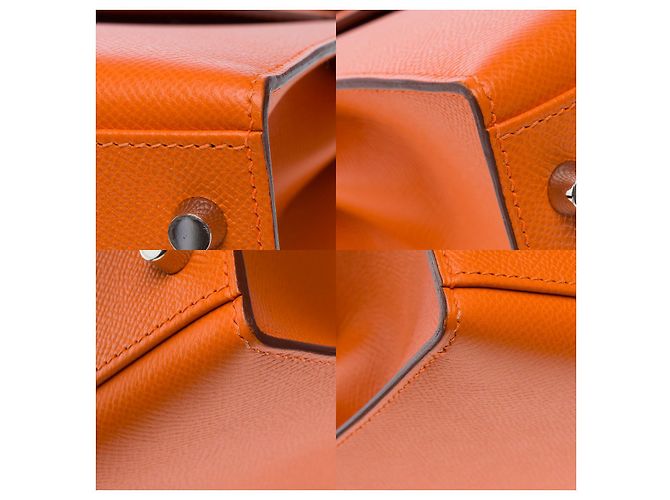 Hermès Sac HERMES Kelly 32 en Cuir Orange - 101890 - vue 12