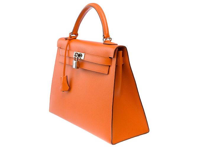 Hermès Sac HERMES Kelly 32 en Cuir Orange - 101890 - vue 5
