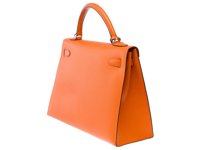 Hermès Sac HERMES Kelly 32 en Cuir Orange - 101890 - vue 6