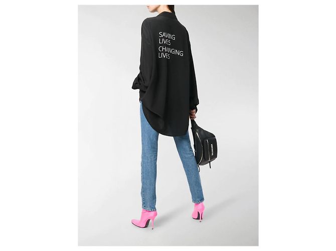 BALENCIAGA Tops T.FR 34 Seda Negro - vista 3