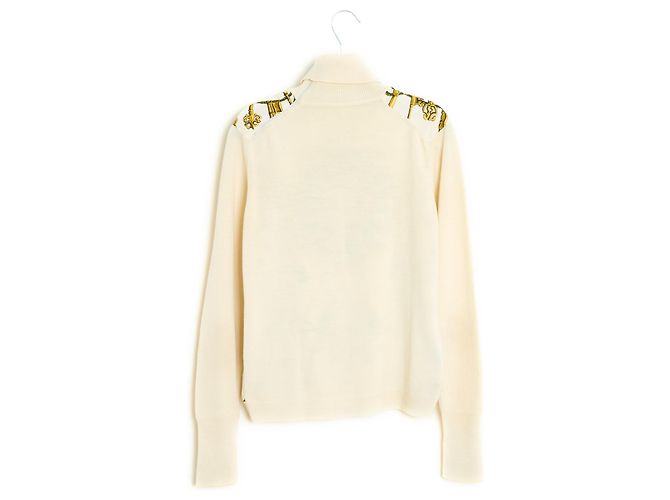 Hermès Hermes 1980 Top Pull Twillaine FR38 Die Schlüssel Twillaine Seidenwollpullover US8 Roh - Ansicht 5