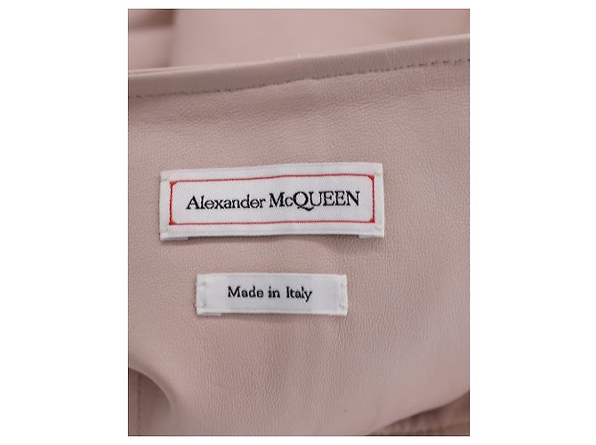 Alexander McQueen Falda cruzada con cinturón en piel de cordero rosa pastel - vista 3