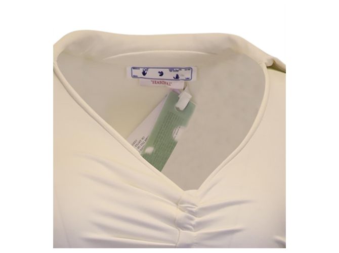 Off White Vestido elástico com recorte assimétrico off-white em viscose creme Branco Cru - vista 2