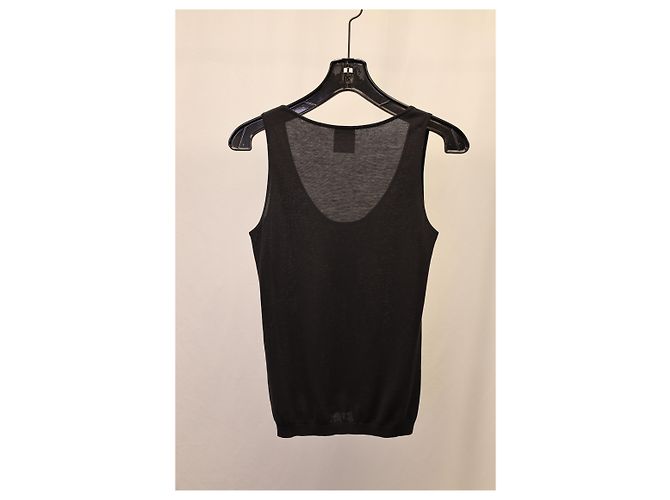Timeless Canotta Chanel Camelia in cotone nero - vista 5
