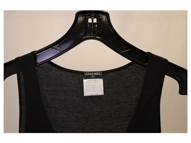 Timeless Canotta Chanel Camelia in cotone nero - vista 6