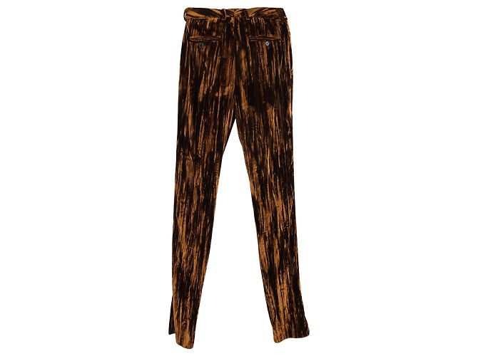 Pantalón recto Saint Laurent de terciopelo marrón Castaño - vista 2