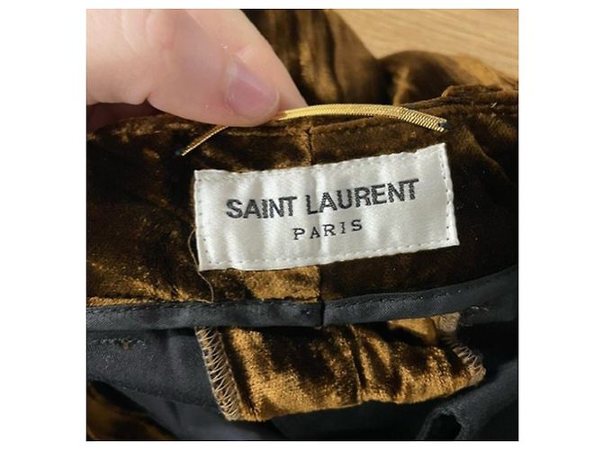Pantalón recto Saint Laurent de terciopelo marrón Castaño - vista 3