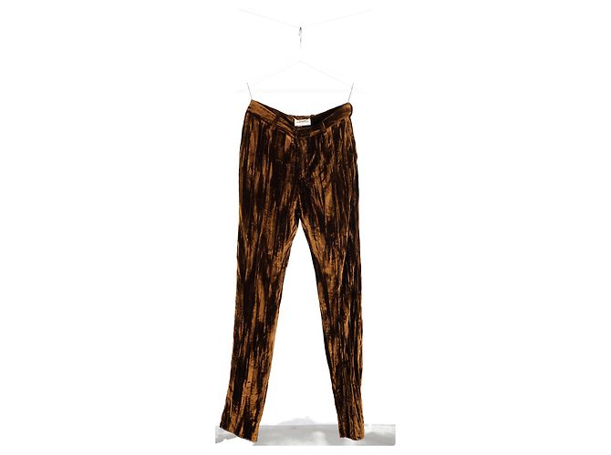 Pantalón recto Saint Laurent de terciopelo marrón Castaño - vista 4