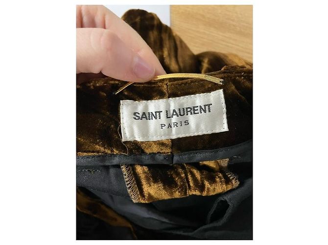 Pantalón recto Saint Laurent de terciopelo marrón Castaño - vista 6