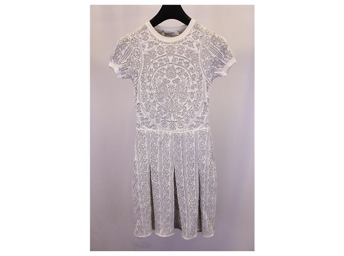 Valentino Garavani Vestido plisado Valentino de algodón blanco - vista 5
