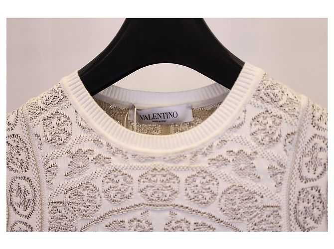 Valentino Garavani Vestido plisado Valentino de algodón blanco - vista 6