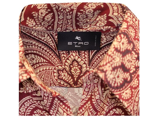 Vestido camisero midi con estampado de cachemira en viscosa roja de Etro - vista 2