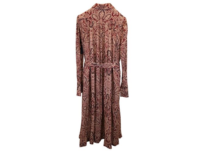 Vestido camisero midi con estampado de cachemira en viscosa roja de Etro - vista 3
