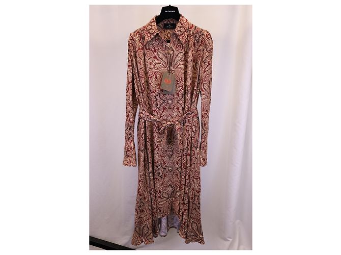 Vestido camisero midi con estampado de cachemira en viscosa roja de Etro - vista 4