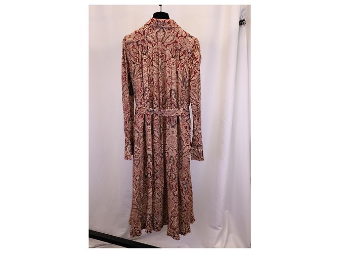 Vestido camisero midi con estampado de cachemira en viscosa roja de Etro - vista 6