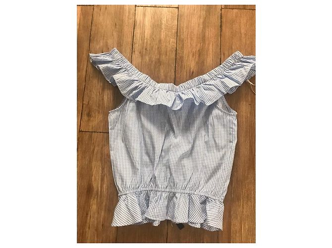Autre Marque Top Vichy Brigitte Bardot Azul y Blanco Algodón - vista 2