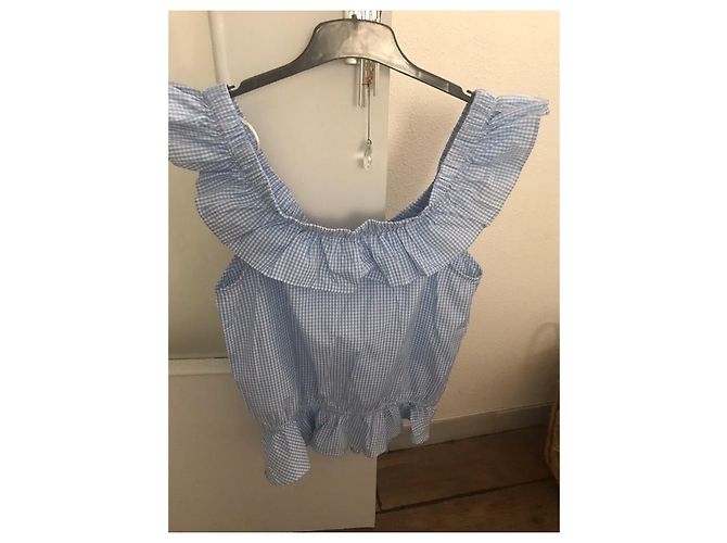 Autre Marque Top Vichy Brigitte Bardot Azul y Blanco Algodón - vista 7