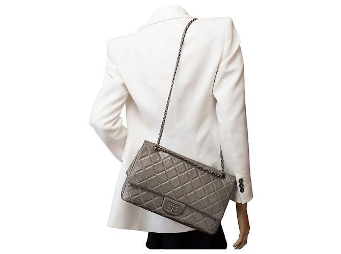Mademoiselle CHANEL 2.55 Bag in Silver Leather - 101896 Silvery - view 12