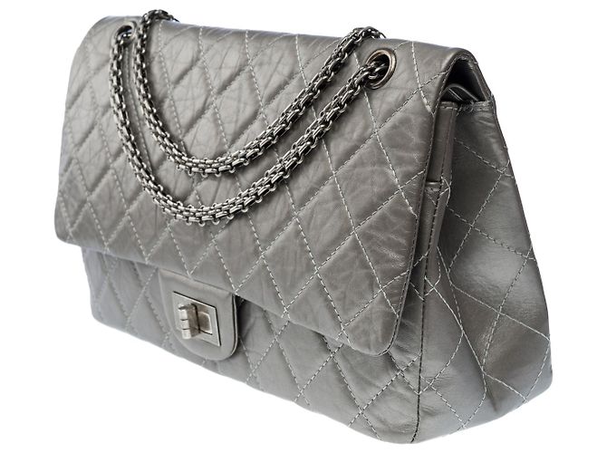 Mademoiselle CHANEL 2.55 Bag in Silver Leather - 101896 Silvery - view 4