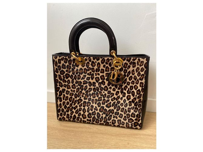 Borsa Lady Dior Dior in pelle marrone stampa leopardata Stampa leopardo - vista 2