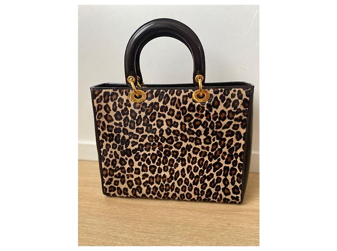 Borsa Lady Dior Dior in pelle marrone stampa leopardata Stampa leopardo - vista 3