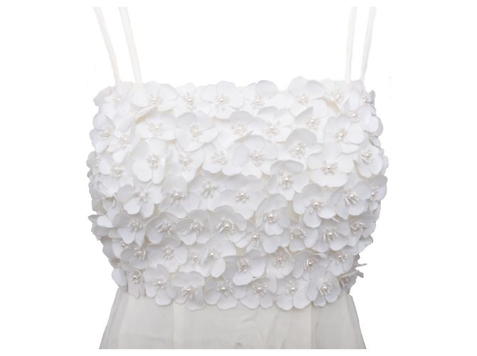 Vestido con adornos de flores La Perla Blanco - vista 3
