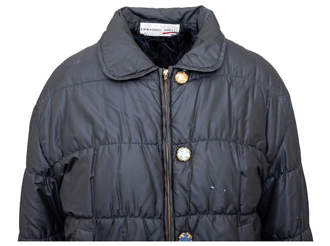 Autre Marque Colección Privada Ermanno Daelli Chaqueta de Seda y Plumas Negro - vista 3
