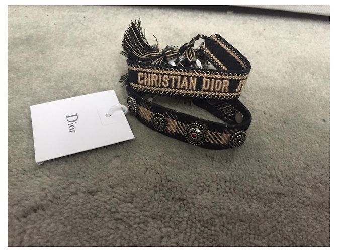Bracciali Dior J'Adior in tela nero beige - vista 2