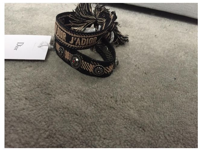 Bracciali Dior J'Adior in tela nero beige - vista 3