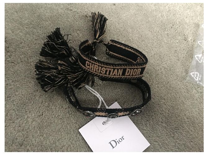 Bracciali Dior J'Adior in tela nero beige - vista 6