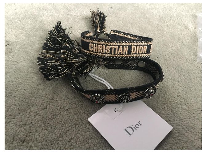 Bracciali Dior J'Adior in tela nero beige - vista 7