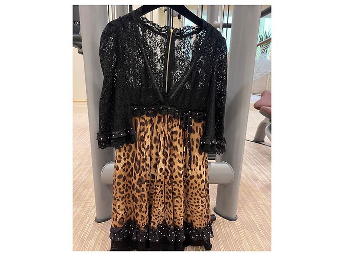 Vestido de seda Dolce & Gabbana estampado leopardo negro Estampado de leopardo - vista 3