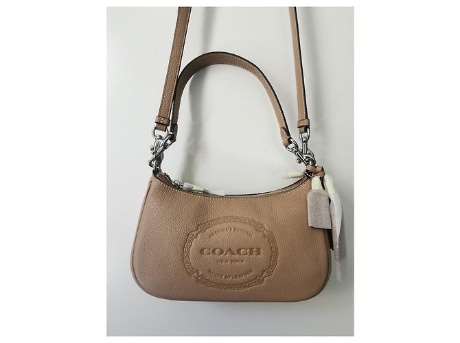 Bolso Coach de cuero taupe con herrajes plateados Beige Marrón claro Hardware de plata - vista 3
